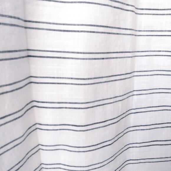 Daily Ritual M 100% Cotton Button Blouse Shirt Top Charcoal Stripe Lightweight - Picture 6 of 9